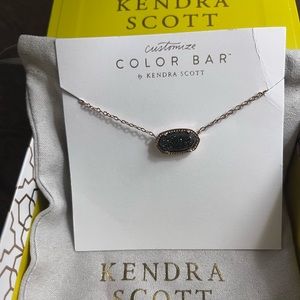 Kendra Scott Rose Gold and Black Drusy Elisa Necklace